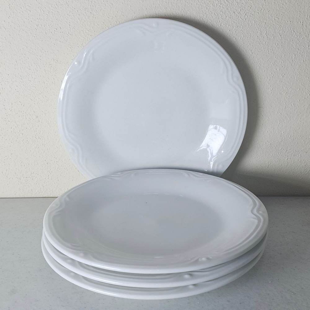 Vintage Totally Today Fantasia White Embossed Salad plates lot‎ of 4
